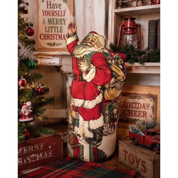 Other - Vintage 20" Waving Santa Claus Weighted Fabric Stand Up Christmas Decor